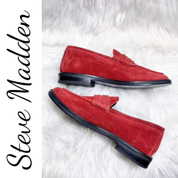 NWOB STEVE MADDEN MADISON RED SUEDE LEATHER LOAFER RESORT ELEGANT, WOMEN’S 9.5 - Picture 12 of 14